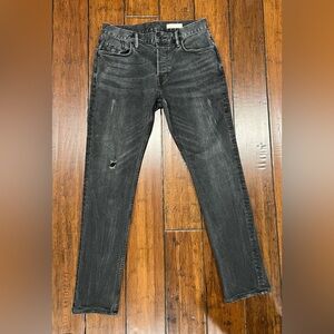 All Saint's Women's Rex Straight Washed Black Distressed Jeans Size W30